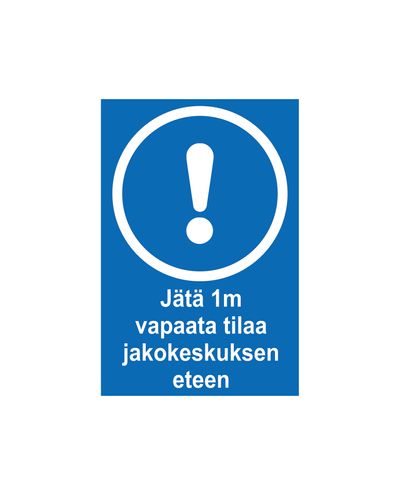 Jätä 1m vapaata tilaa jakokeskus, Tarra, 200x300 mm