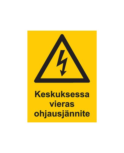 Keskuksessa vieras ohjausjännite, Tarra, 200x300 mm