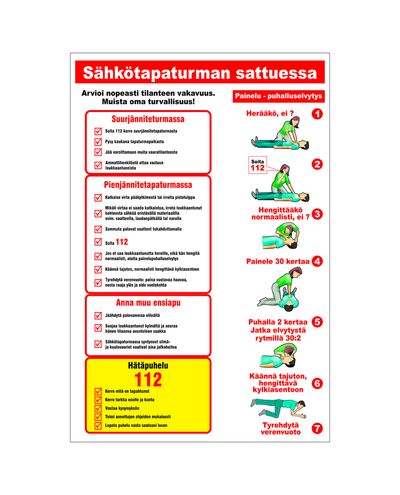 Sähkötapaturman sattuessa, Ibond, 300x400mm Sähkötapaturman sattuessa, Ibond, 300x400mm