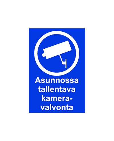 Asunnossa tallentava kameravalvonta, Tarra, 200x300 mm