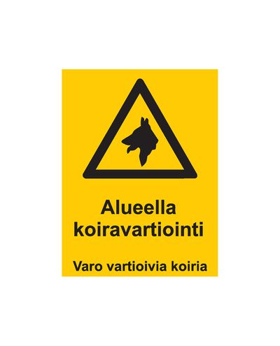 Alueella koiravartiointi, Tarra, 200x300 mm