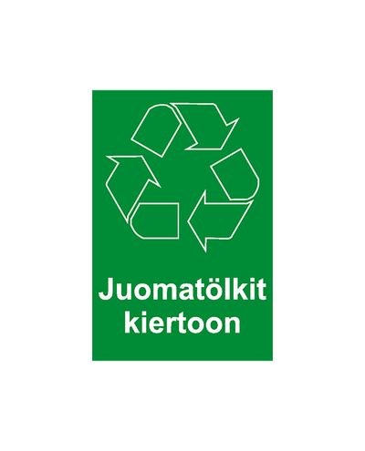 Juomatölkit kiertoon, Tarra, 200x300 mm