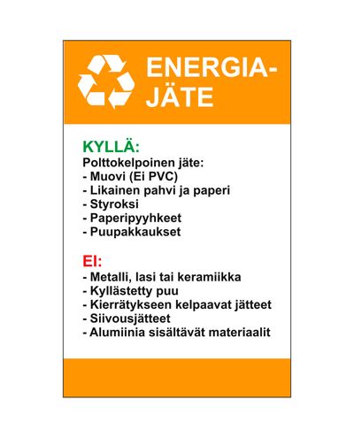 Energiajäte ohje, Tarra, 200x300mm
