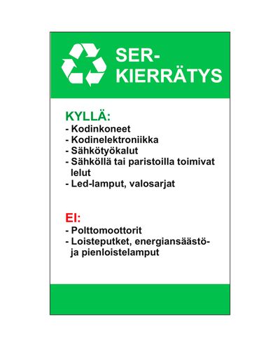 SER-Kierrätys ohje, Ibond, 200x300mm