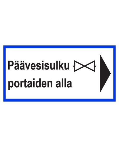 Päävesisulku portaiden alla, Tarra, 400x200 mm