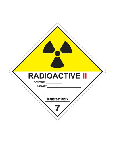Luokka 7B Radioaktiiviset aineet, Tarra, 100x100 mm