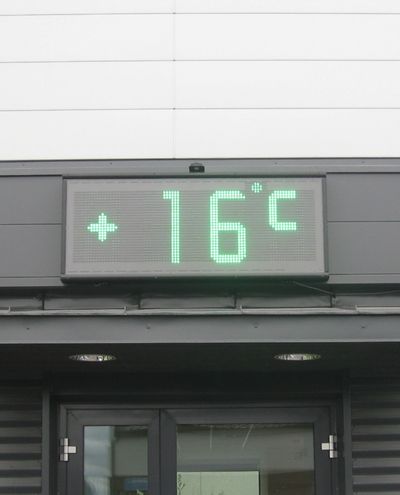 Kello ja lämpötilanäytöt