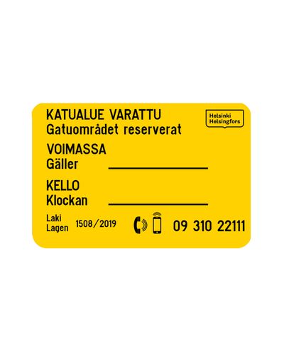 I13.2 Siirtokehotus kompo 400x600 R1, Katualue varattu / Gatuområdet r. (Helsinki) I13.2 Siirtokehotus kompo 400x600 R1, Katualue varattu / Gatuområdet r. (Helsinki)