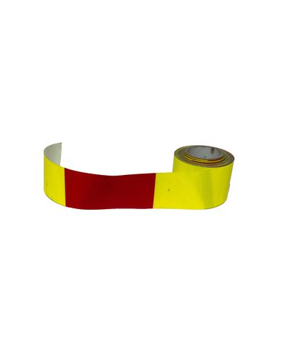 ELY Ajoneuvojen huomioteippi pystyraita pun/lemon R2, 100mm